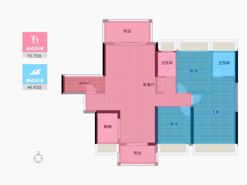 湖南省-郴州市-麒麟首府-108.80-户型库-动静分区