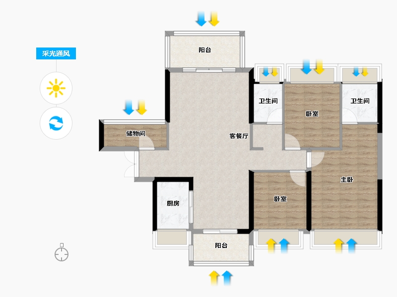 湖南省-郴州市-麒麟首府-108.80-户型库-采光通风