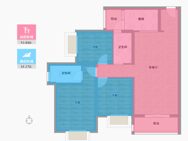 广西壮族自治区-梧州市-宏达五洲花城-76.98-户型库-动静分区