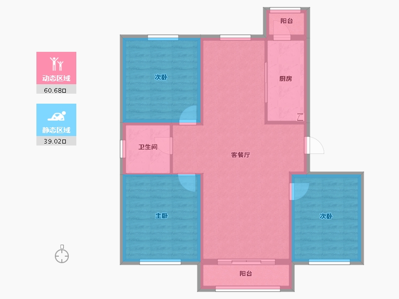 黑龙江省-大庆市-欣凤学城三期-89.60-户型库-动静分区