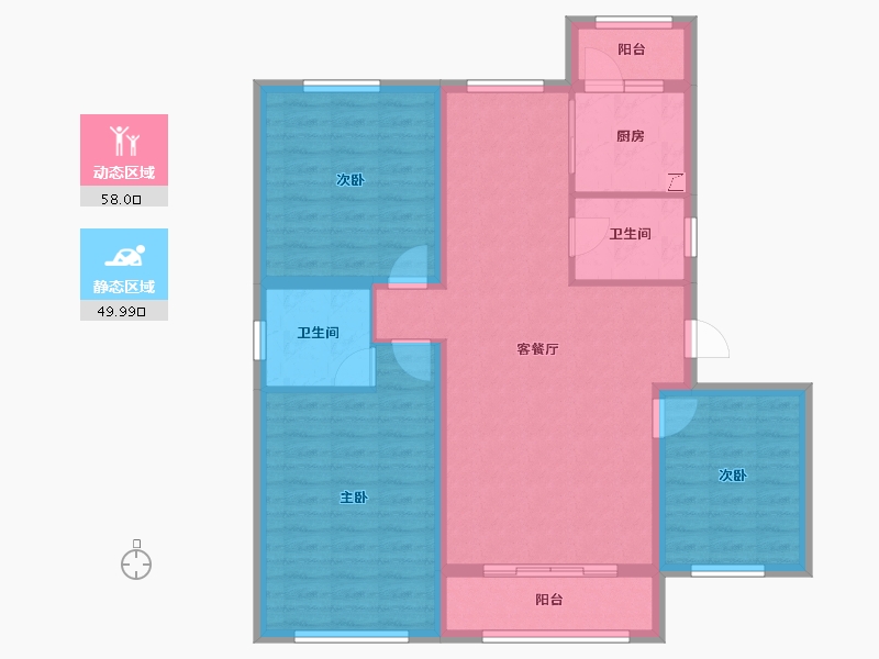 黑龙江省-大庆市-欣凤学城三期-96.81-户型库-动静分区