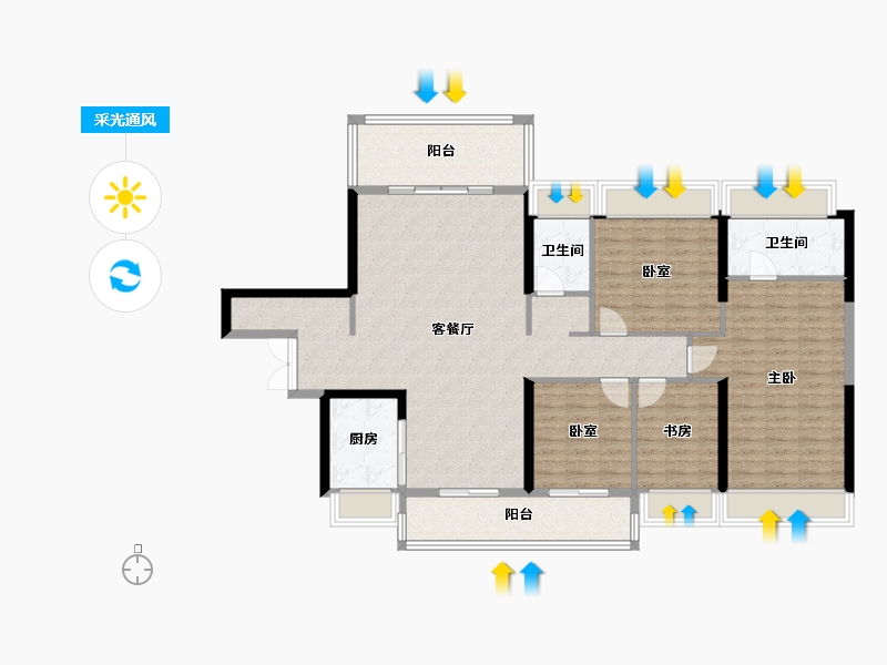 湖南省-郴州市-麒麟首府-130.52-户型库-采光通风