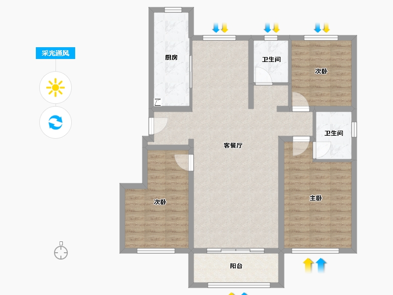 河北省-衡水市-幸福小区-110.00-户型库-采光通风