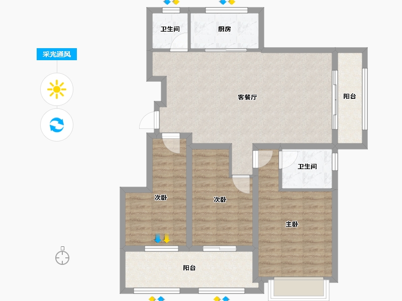 山东省-威海市-伴山首府-95.25-户型库-采光通风