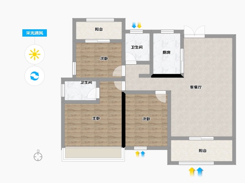 福建省-宁德市-香江公馆-94.28-户型库-采光通风