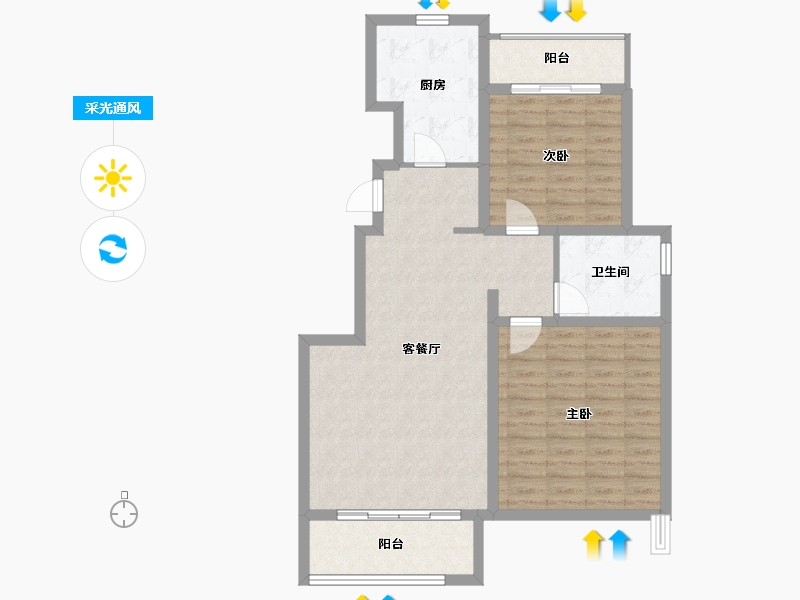 浙江省-宁波市-石榴十里春风-87.61-户型库-采光通风