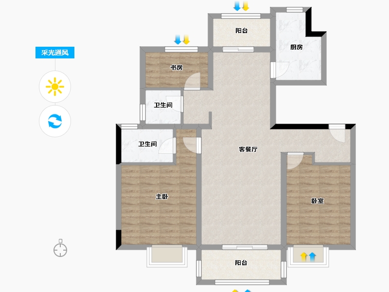 浙江省-嘉兴市-紫金华庭-97.85-户型库-采光通风