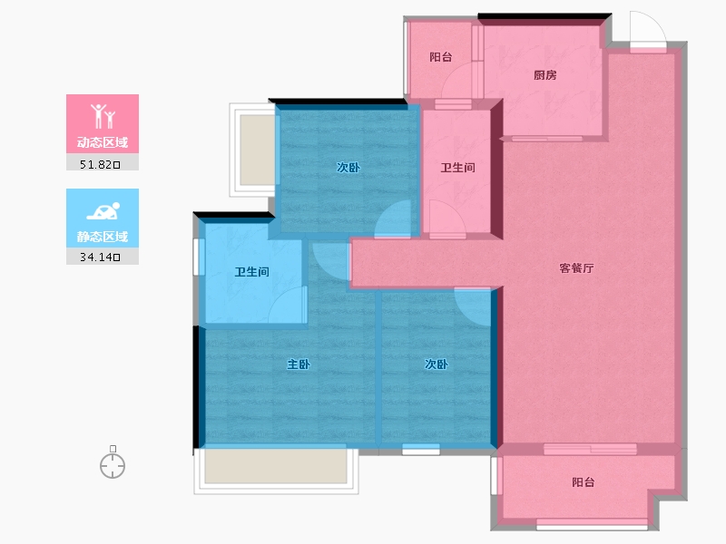 广东省-梅州市-冠华城-76.79-户型库-动静分区