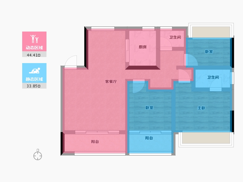 湖北省-恩施土家族苗族自治州-武汉城建中港城-67.89-户型库-动静分区