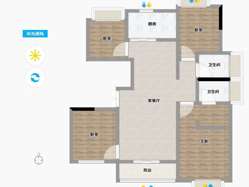 安徽省-淮南市-安联海德公馆-116.00-户型库-采光通风