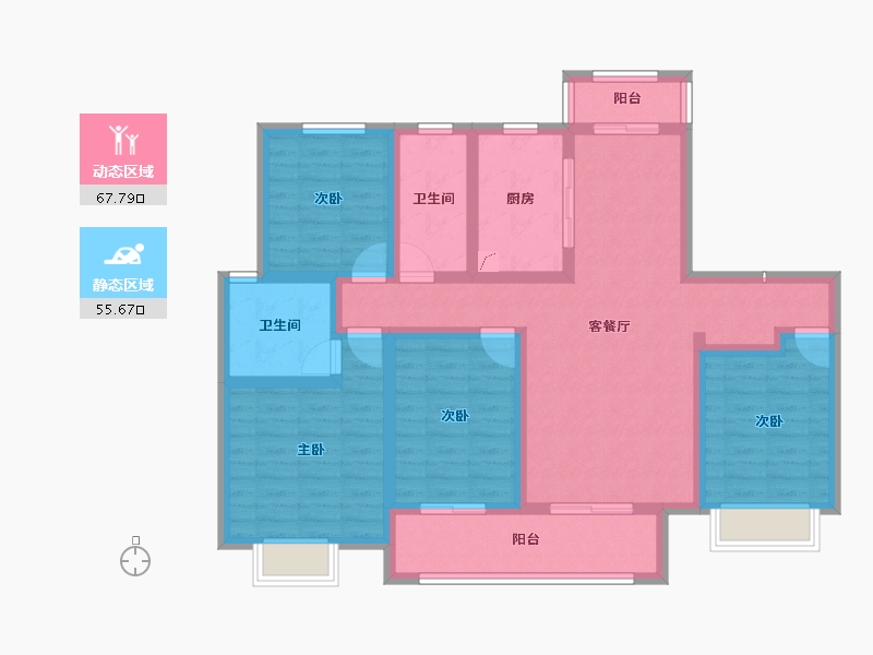 河南省-新乡市-辉县建业共城东望-108.49-户型库-动静分区