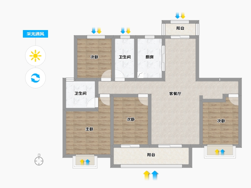 河南省-新乡市-辉县建业共城东望-108.49-户型库-采光通风