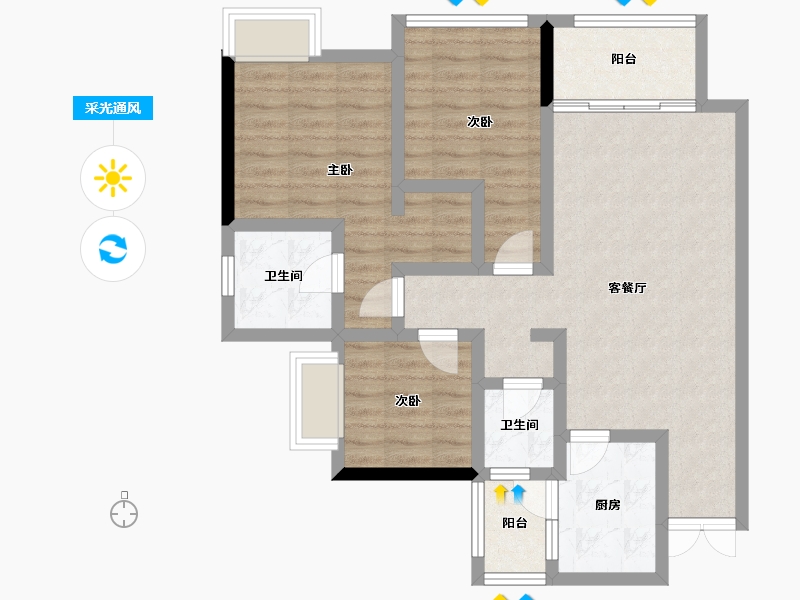 四川省-内江市-荣威·珑悦府-81.02-户型库-采光通风