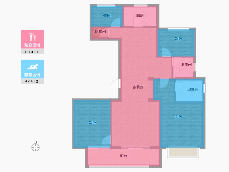 浙江省-宁波市-石榴十里春风-96.96-户型库-动静分区