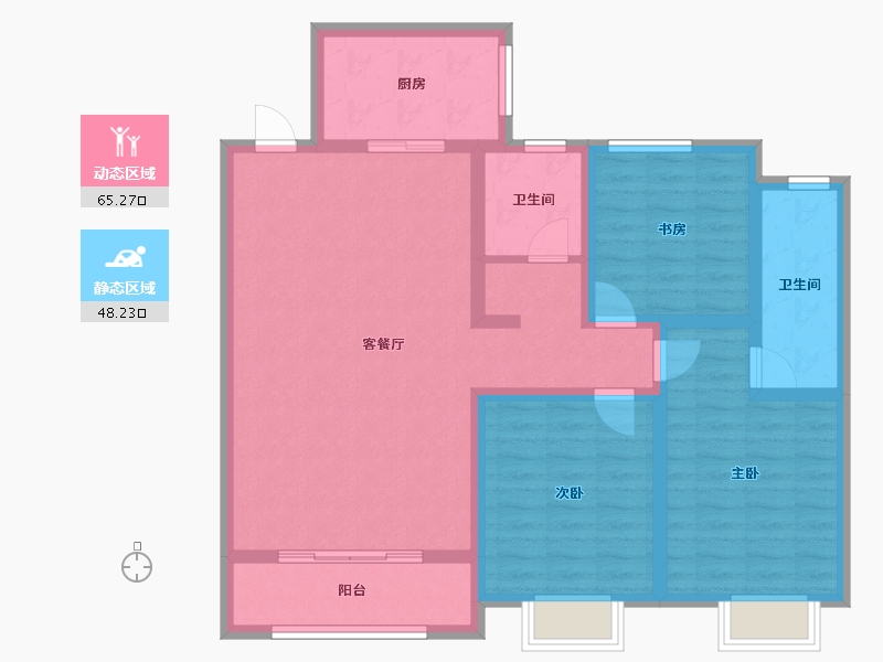 甘肃省-平凉市-天正润园C区-101.09-户型库-动静分区