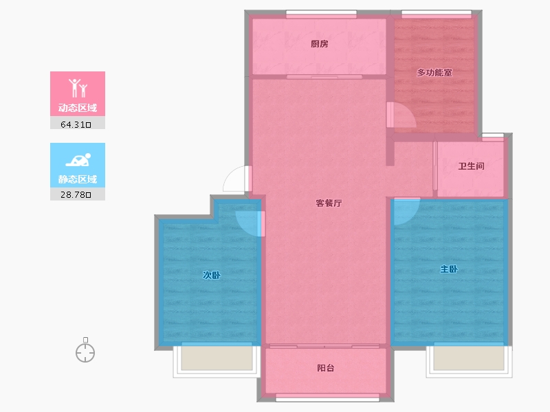 河北省-秦皇岛市-碧桂园玫瑰庄园-84.00-户型库-动静分区