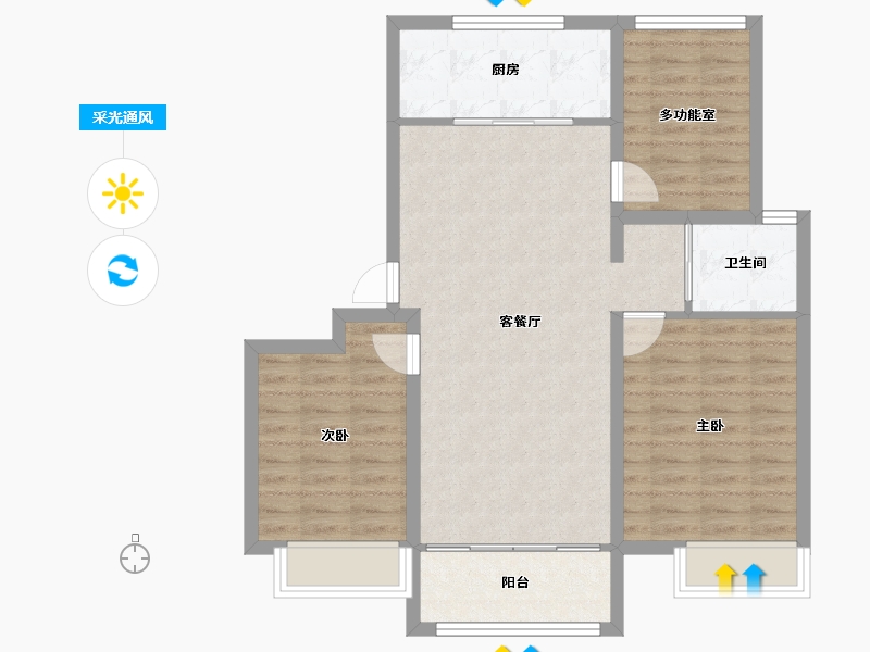 河北省-秦皇岛市-碧桂园玫瑰庄园-84.00-户型库-采光通风