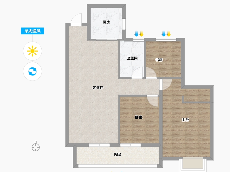 安徽省-宿州市-翔豪·新都-84.77-户型库-采光通风