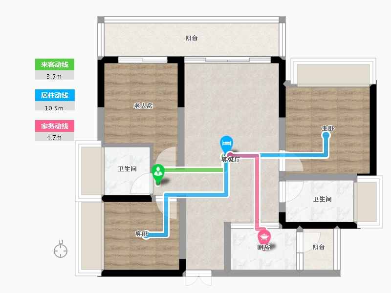 四川省-绵阳市-置信·花园城-75.42-户型库-动静线