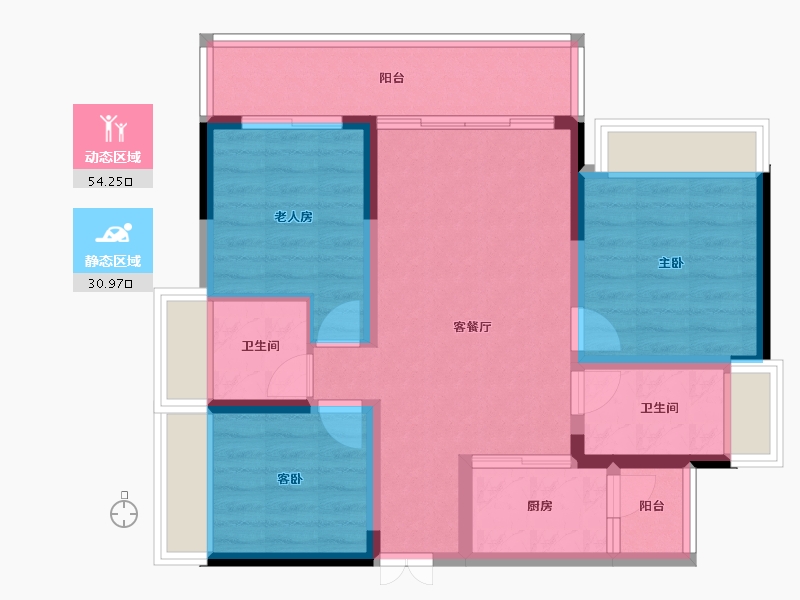 四川省-绵阳市-置信·花园城-75.42-户型库-动静分区