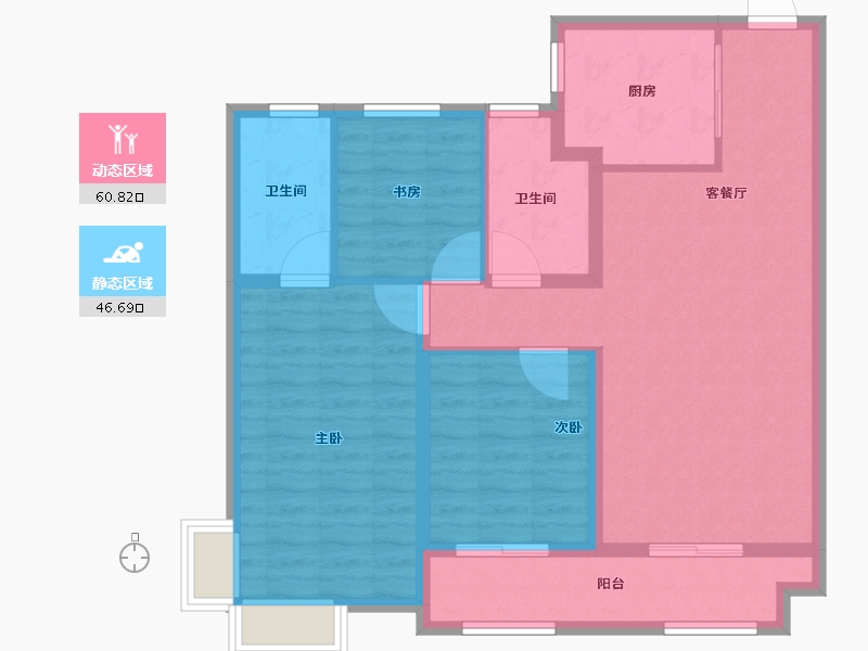 山西省-太原市-金地商置·花园道-96.80-户型库-动静分区