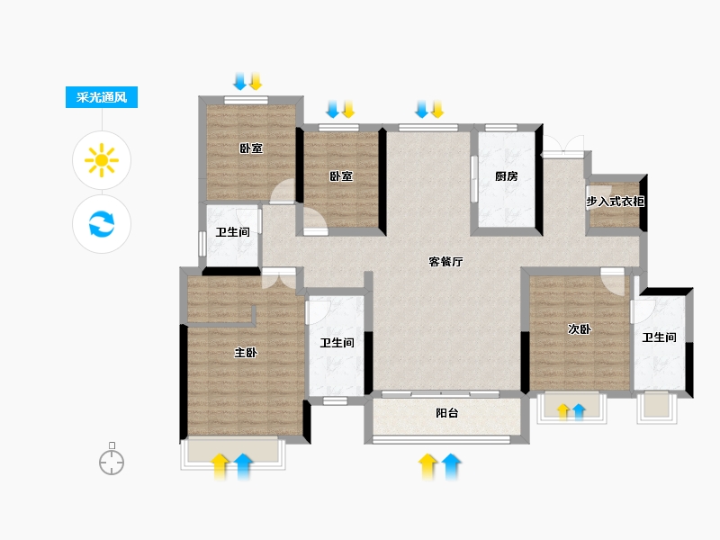 河北省-石家庄市-天山国府壹號-125.22-户型库-采光通风