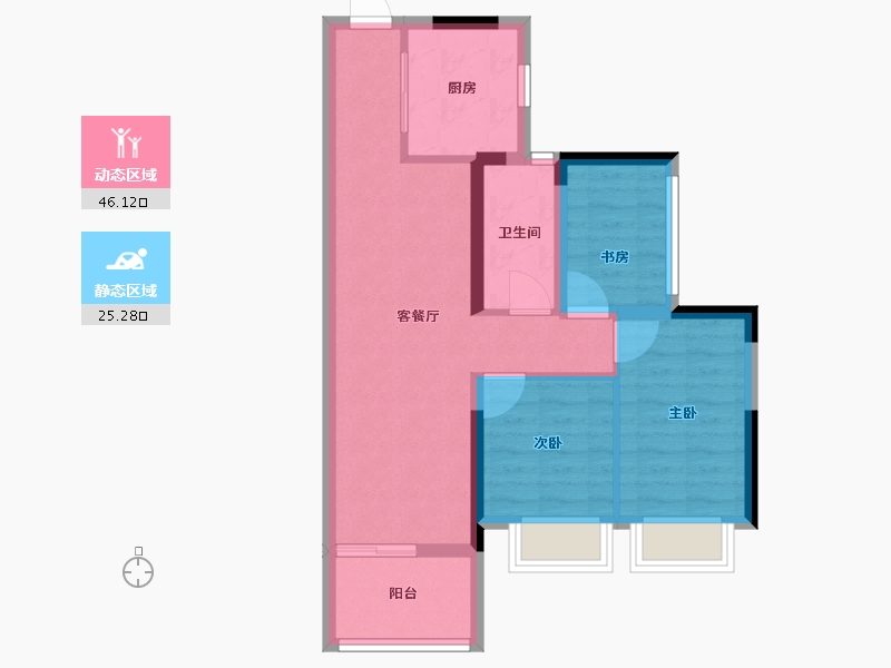 广东省-广州市-铂玥明珠ONE-63.00-户型库-动静分区