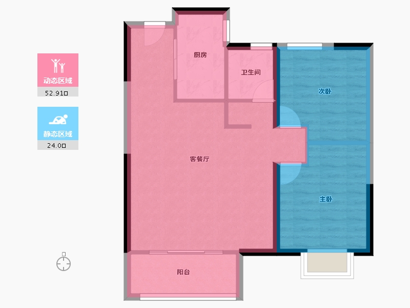 天津-天津市-天津·中梁公馆-69.61-户型库-动静分区