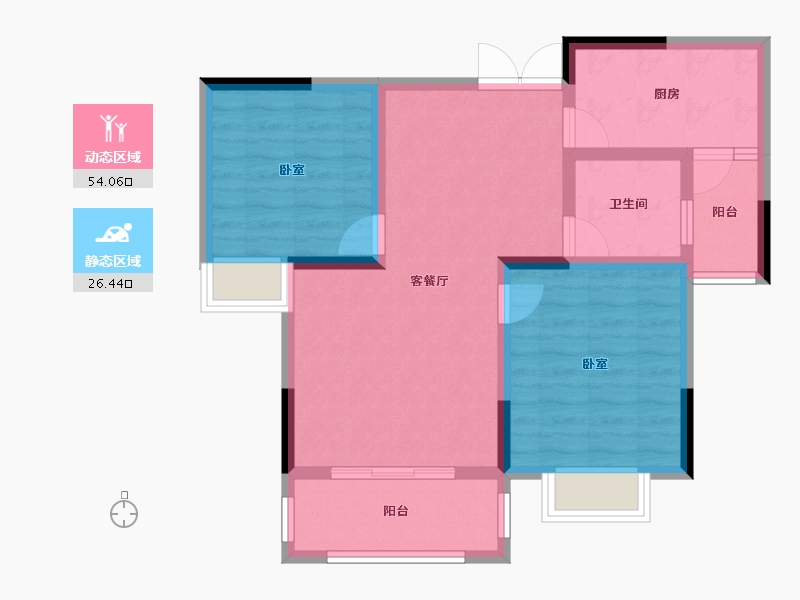 山东省-泰安市-泰和·清月湖-71.36-户型库-动静分区