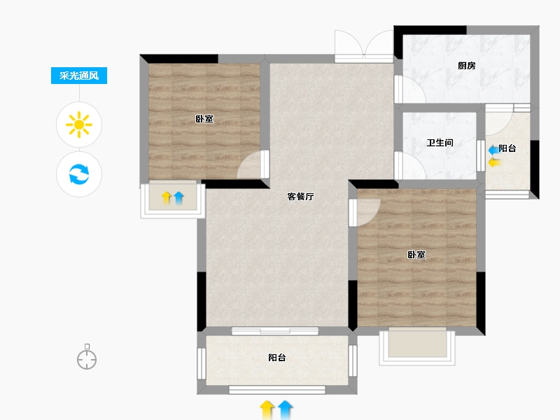 山东省-泰安市-泰和·清月湖-71.36-户型库-采光通风