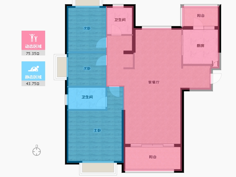 福建省-龙岩市-恒大绿洲三期天璟苑-108.00-户型库-动静分区