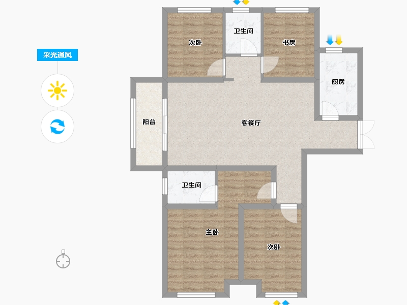 山东省-德州市-恒盛如意苑-108.00-户型库-采光通风