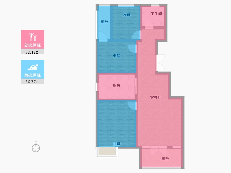 河北省-承德市-中冶兴隆新城·红石郡-77.75-户型库-动静分区