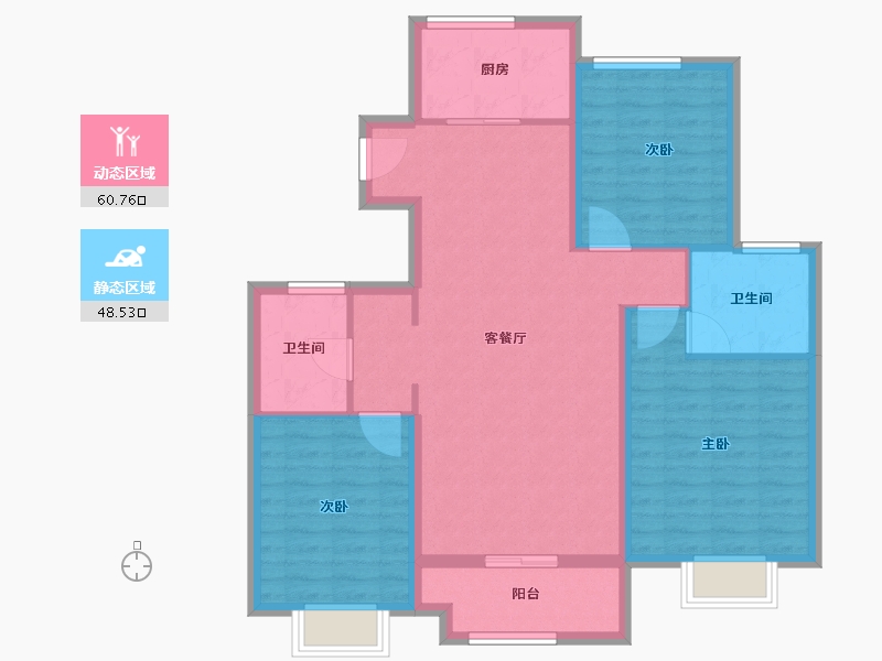 山东省-泰安市-泽华·裕泰园-98.40-户型库-动静分区