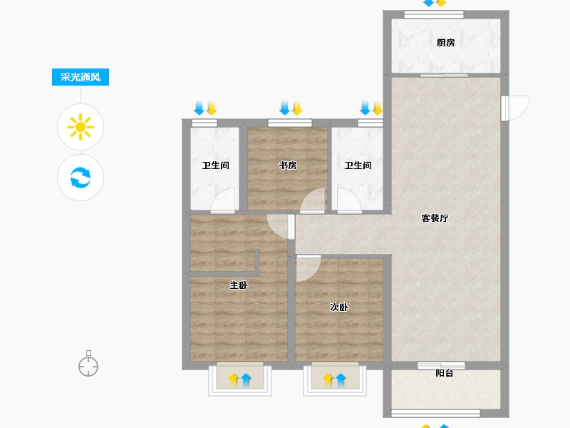 山西省-太原市-东山雅苑-83.93-户型库-采光通风