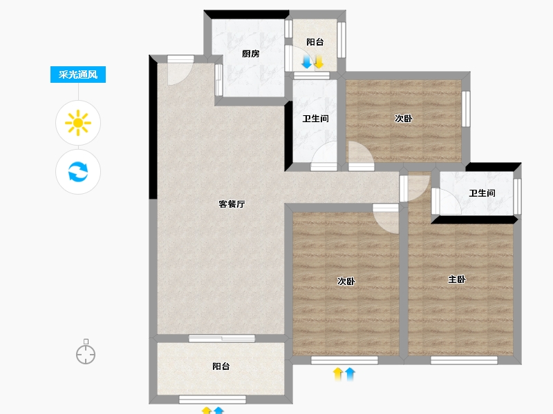 广西壮族自治区-崇左市-阳光名府-88.34-户型库-采光通风