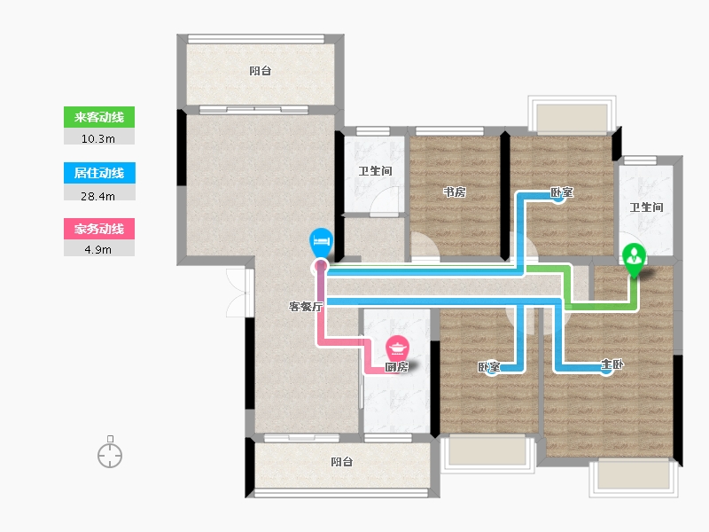 湖南省-郴州市-众联瓏熙府-110.27-户型库-动静线