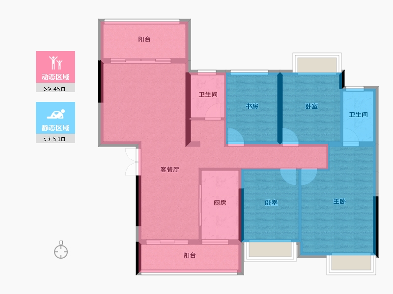 湖南省-郴州市-众联瓏熙府-110.27-户型库-动静分区