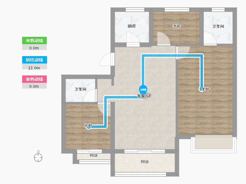 浙江省-宁波市-石榴十里春风-70.32-户型库-动静线