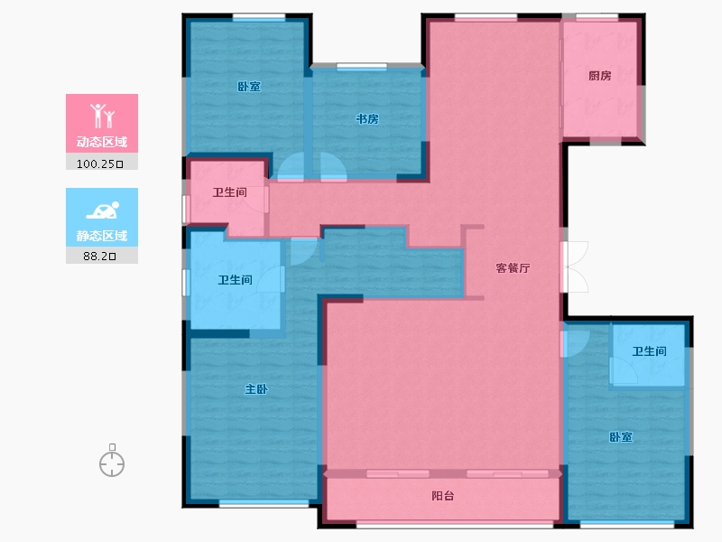 内蒙古自治区-呼和浩特市-创联绿城玖悦府-170.89-户型库-动静分区