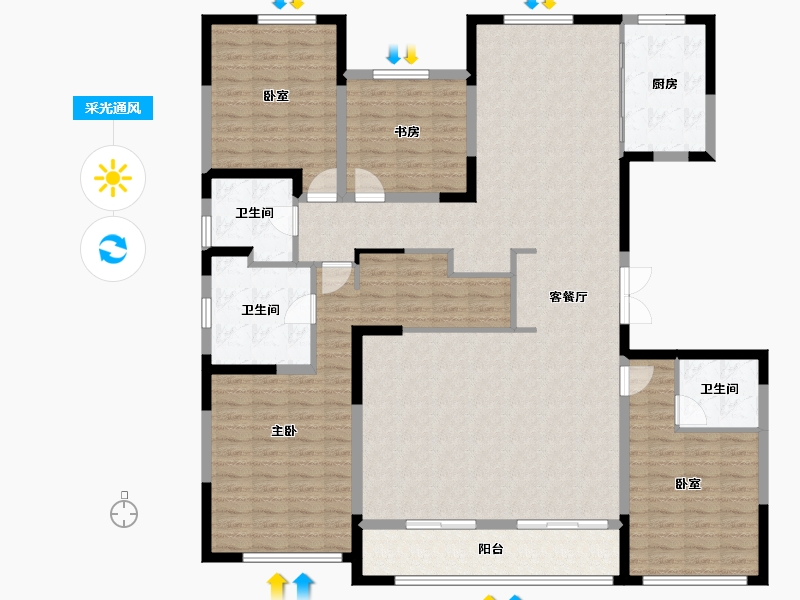 内蒙古自治区-呼和浩特市-创联绿城玖悦府-170.89-户型库-采光通风