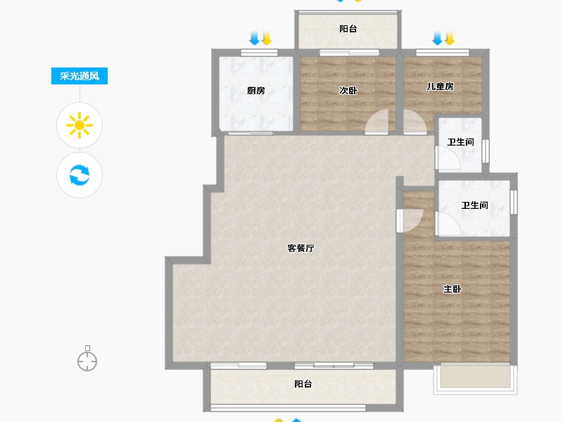 浙江省-宁波市-石榴十里春风-108.51-户型库-采光通风