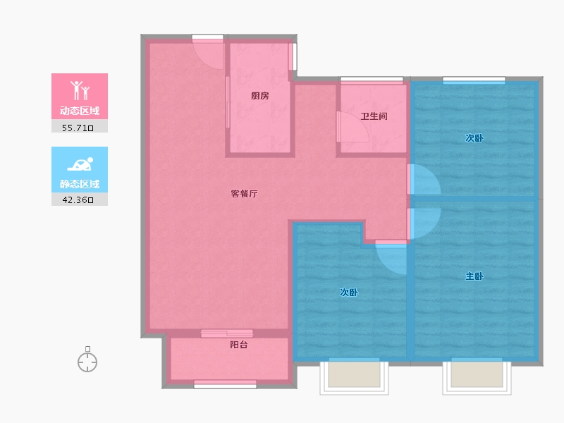 山东省-泰安市-泽华·裕泰园-88.58-户型库-动静分区