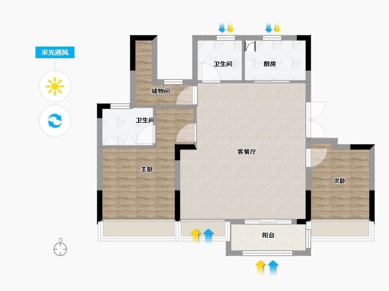 浙江省-湖州市-保利明玥风华-92.00-户型库-采光通风