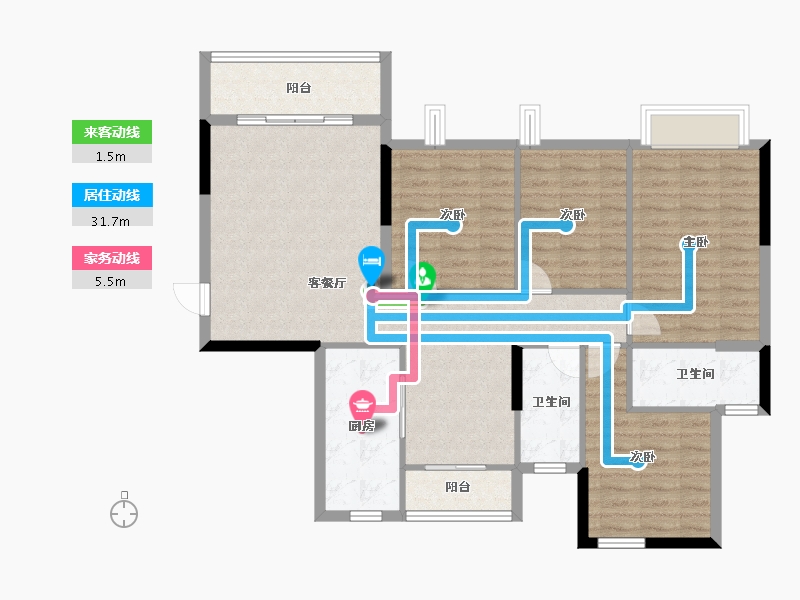 广东省-梅州市-五华琴江壹號-106.98-户型库-动静线