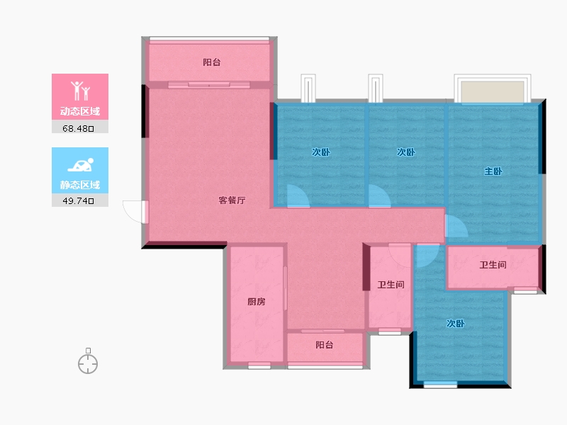 广东省-梅州市-五华琴江壹號-106.98-户型库-动静分区