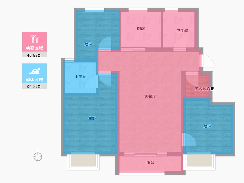 天津-天津市-融创观澜壹號-72.22-户型库-动静分区