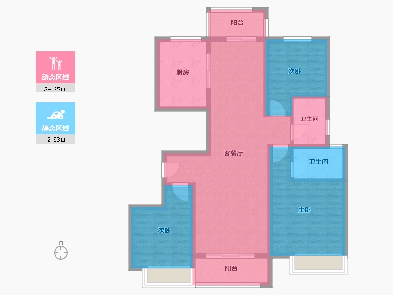 河南省-平顶山市-建邺城25号楼西户-101.26-户型库-动静分区