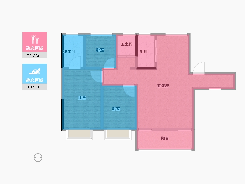 河南省-漯河市-临颍碧桂园-55.83-户型库-动静分区