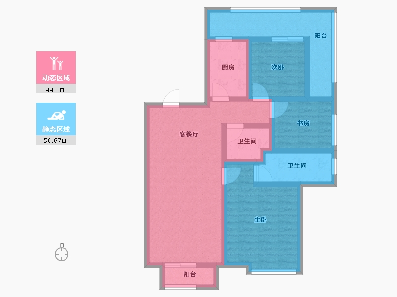 河北省-承德市-中冶兴隆新城·红石郡-82.35-户型库-动静分区